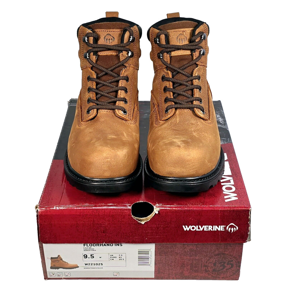 Wolverine Floorhand Insulated Steel-Toe 6" Women's 9.5W Brown Work Boots W221025